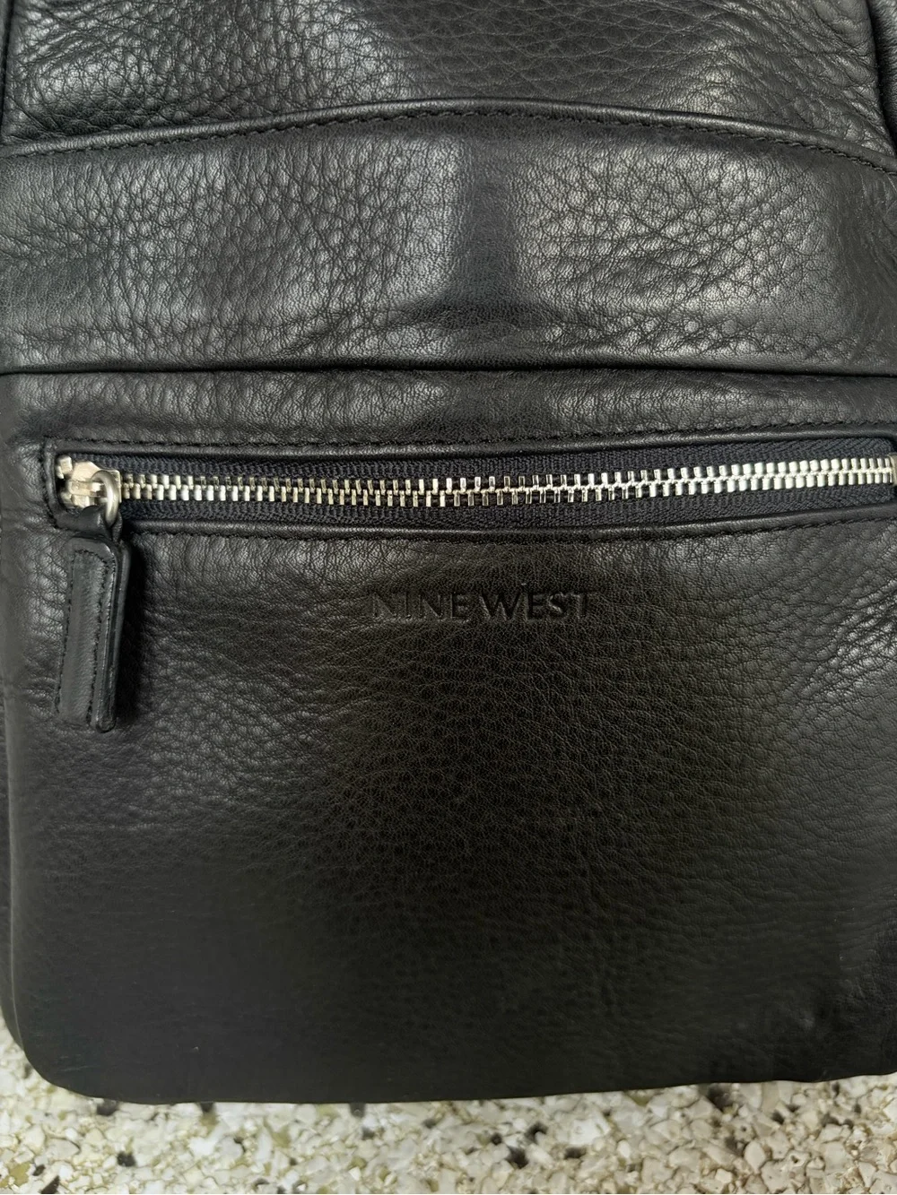 Nine West Black Genuine Leather Sling Backpack Crossbody Bag y2k gorpcore